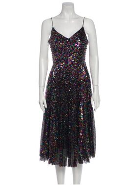 DELFI Collective Black Spaghetti Strap Top with Multicolor Sequin Trim